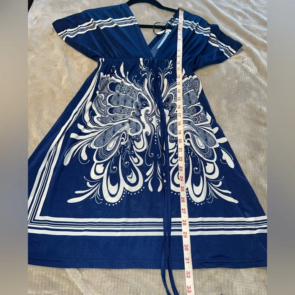 CristinaLove Navy & White Printed Dress | Size M